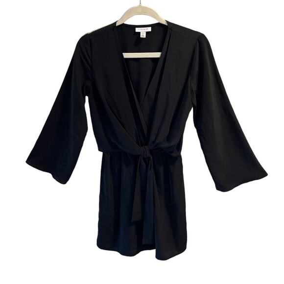 Topshop Size 4 Tifanny Knot Long Sleeve Mini Dress in Black Minimalist Career - Picture 8 of 13